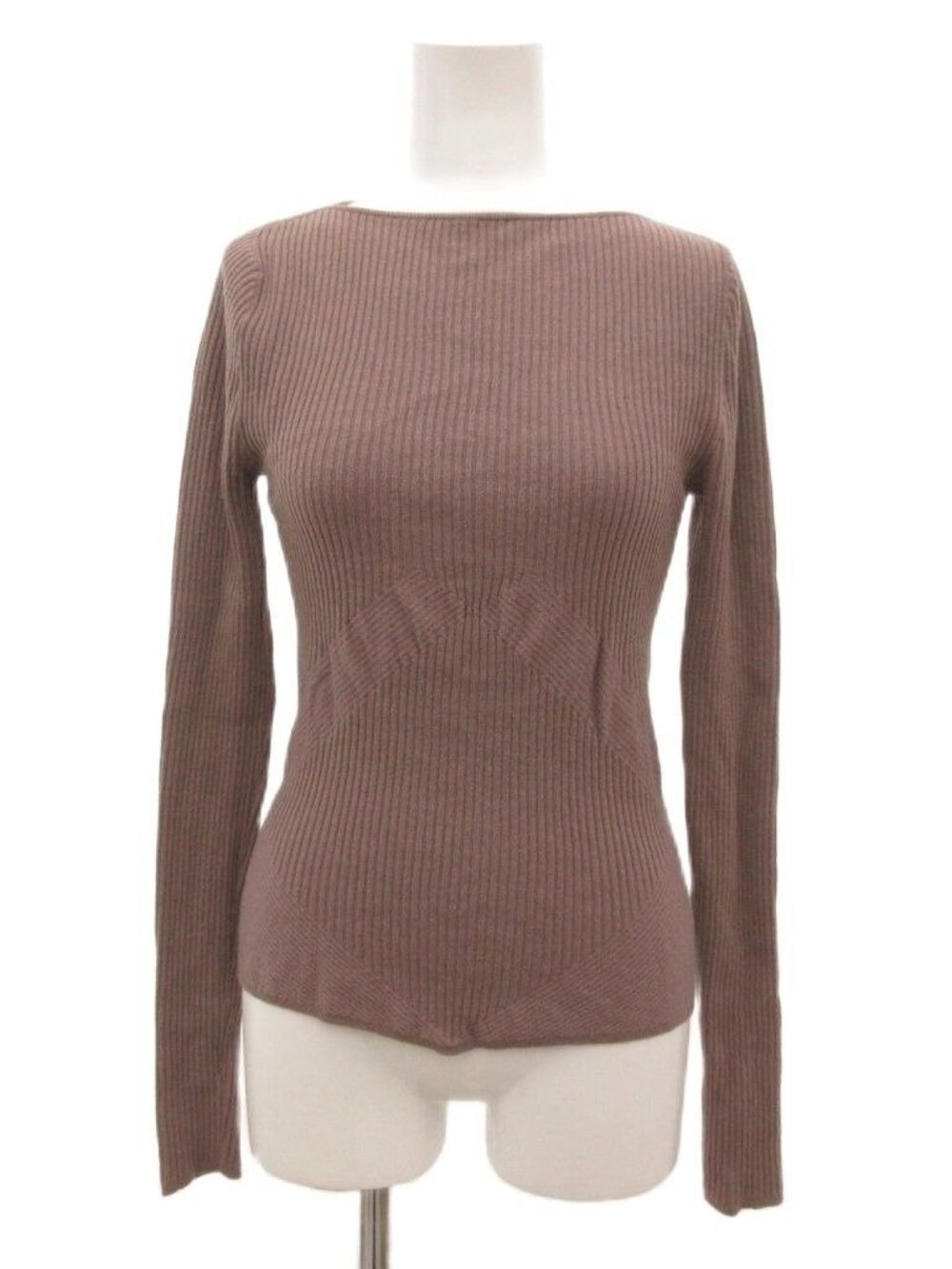 Celine Knit Sweater S Azuki Purple Long Sleeve Rib Red Bean